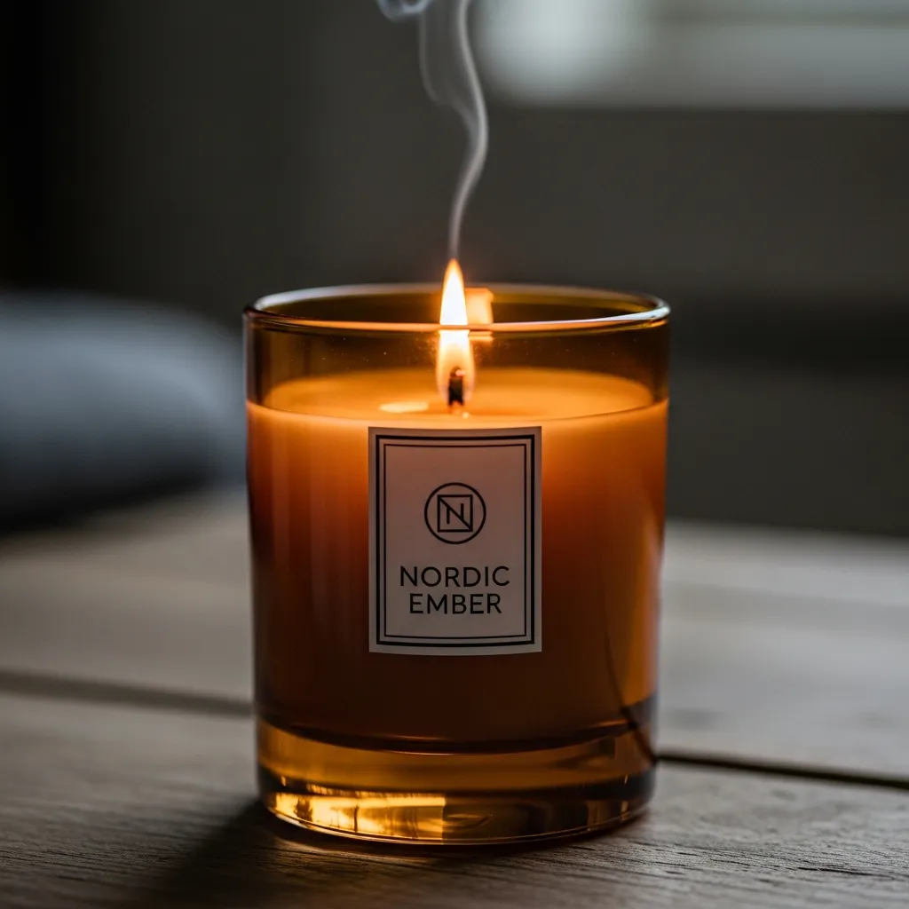 Nordic Ember stearinlys i ravglasbeholder